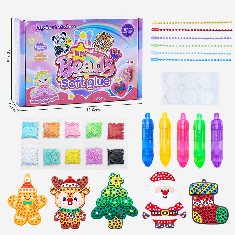 DIY Bead Mosaic Art Kit Kids Craft Set Templates Stencils, Bead Pen Activity