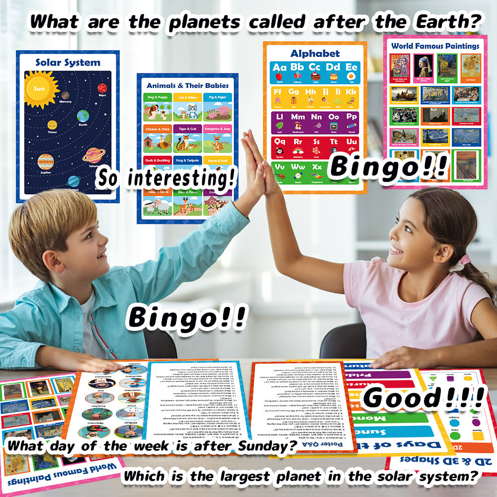 Kaiwatoy®20 bunte Lernposter – Cartoon-Englisch-Alphabet-Lernkarten für Kinder, Wandtafeln für die frühkindliche Bildung