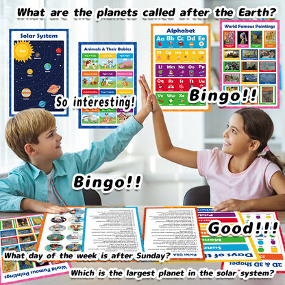Kaiwatoy®20 Colorful Educational Posters - Cartoon English Alphabet Learning Cards for Children, Early Education Wall Charts
