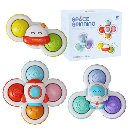 3PC Strong Suction Cup Fidget Rotating Sensory Bath Toys for Baby Christmas Stocking Stuffers, Airplane Car Travel Table & Window Toys for Toddler Boys and Girls, 10+ Months