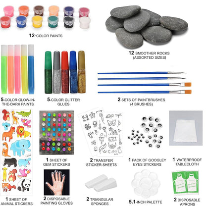 Kaiwatoy® Felsmalerei-Set - Im Dunkeln leuchtendes Felsen-Set, Kunst- und Bastelarbeiten für Kinder von 4-12 Jahren, Künstlerbedarf Spielzeug, Kinder Bastel-Malkits, Kunst & Bastelarbeiten für Jungen und Mädchen
