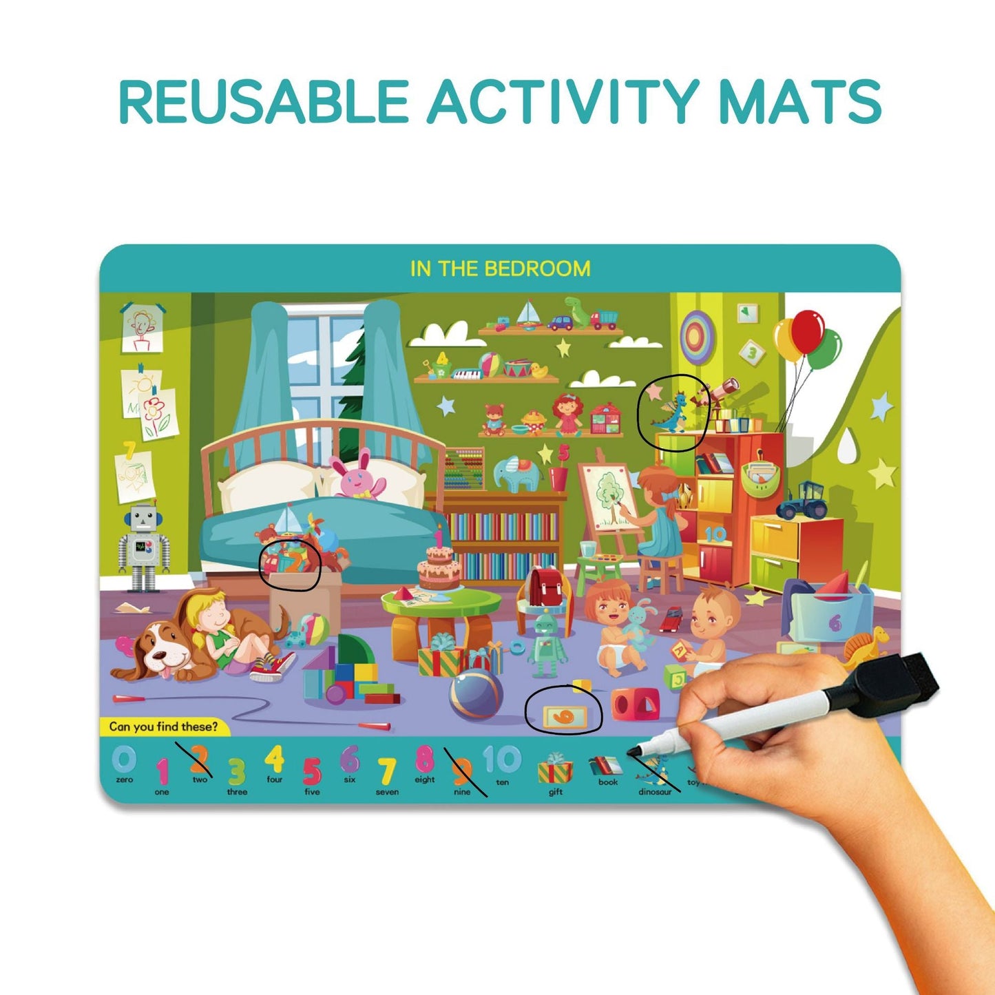 Kaiwatoy®Search and Find Early Education Sets: Preschool Learning Activity Mats and Reusable Early Learning Cards