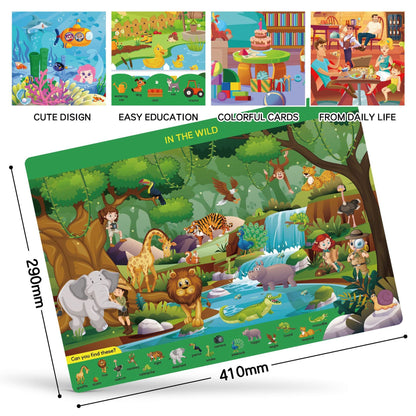 Kaiwatoy®Search and Find Early Education Sets: Preschool Learning Activity Mats and Reusable Early Learning Cards