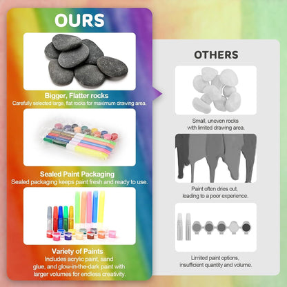 Kaiwatoy® Felsmalerei-Set - Im Dunkeln leuchtendes Felsen-Set, Kunst- und Bastelarbeiten für Kinder von 4-12 Jahren, Künstlerbedarf Spielzeug, Kinder Bastel-Malkits, Kunst & Bastelarbeiten für Jungen und Mädchen