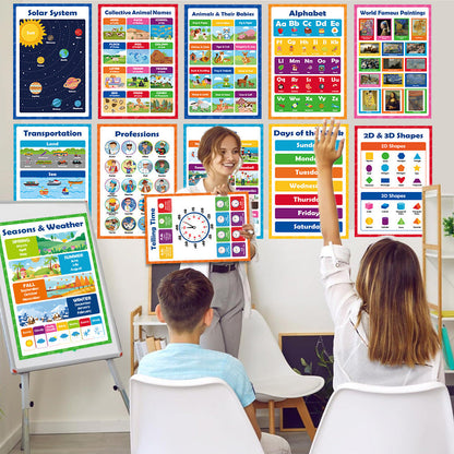 Kaiwatoy®20 Colorful Educational Posters - Cartoon English Alphabet Learning Cards for Children, Early Education Wall Charts