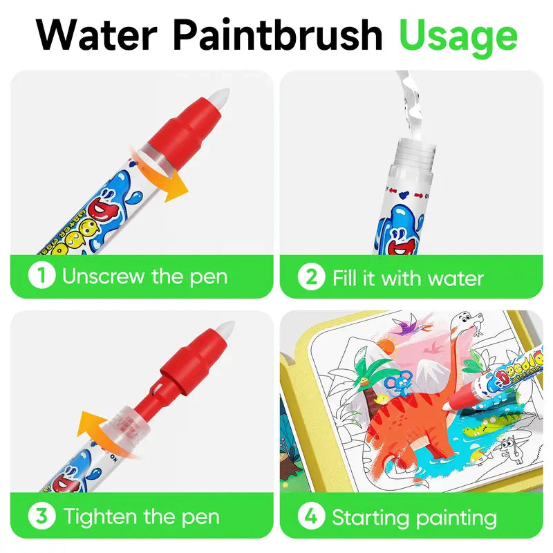 Kaiwatoy®4 pack Water Coloring and Doodle Books for Toddlers, Paint with Water Activity Books