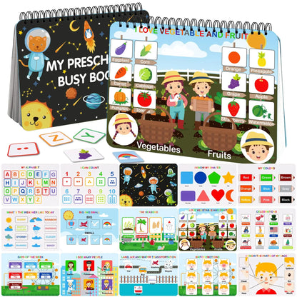 Kaiwatoy®[30 Activities] Montessori Busy Book for Kids, Preschool Learning Activities, Toddler Busy Board, Gifts for Toddlers, Busy Tots Bilingual Toddler Markers, Travel Student Painting Supplies, Teaching Supplies, Easter Gifts Easter Basket Stuffers
