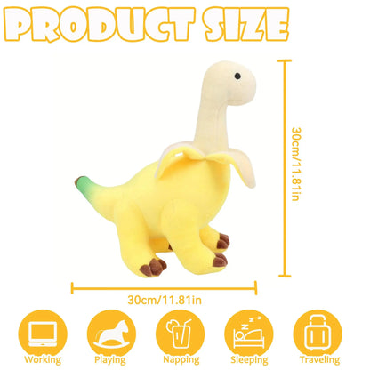 Kaiwatoy®Cute Banana Brontosaurus Design Plush Toy, Soft Stuffed Animal Plushie, Cartoon Banana Soft Dragon Doll, Home Decoration Gift