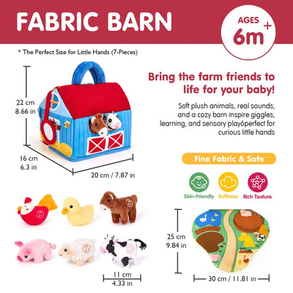 Kaiwatoy®Surprise Barn with Stuffed Farm Animals with Real Sounds,Toddlers Sensory Toy,Montessori Toys for 6 Month Old Baby 1 Year Old Boy Girl Gifts