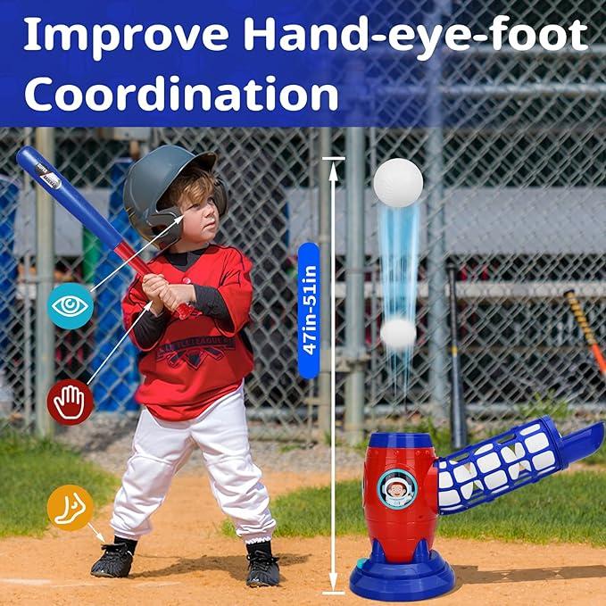 Kids Electronic Baseball Pitching Machine - Auth Pitching Machine with 5 Plastic Baseballs Included -Ages 3+ Perfect Holiday Gift