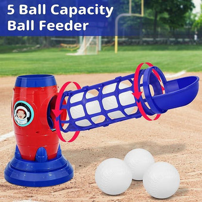 Kids Electronic Baseball Pitching Machine - Auth Pitching Machine with 5 Plastic Baseballs Included -Ages 3+ Perfect Holiday Gift
