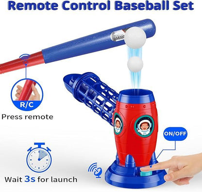 Kids Electronic Baseball Pitching Machine - Auth Pitching Machine with 5 Plastic Baseballs Included -Ages 3+ Perfect Holiday Gift