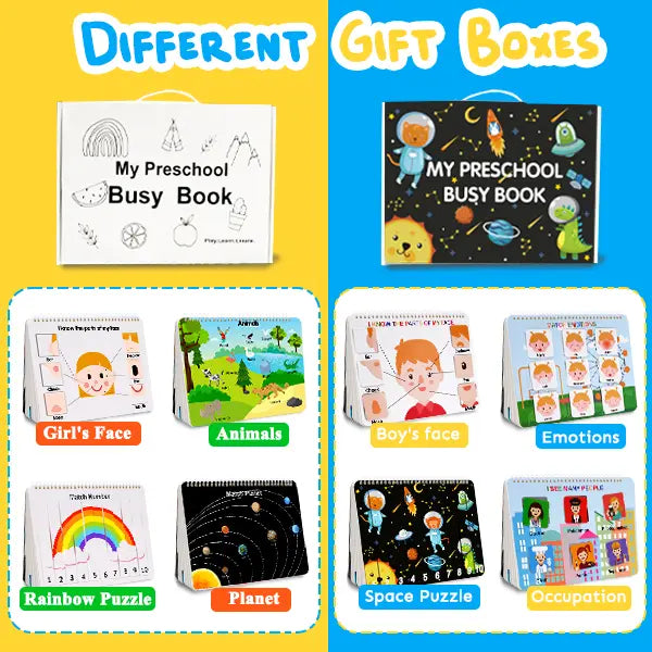 Kaiwatoy®[30 Activities] Montessori Busy Book for Kids, Preschool Learning Activities, Toddler Busy Board, Gifts for Toddlers, Busy Tots Bilingual Toddler Markers, Travel Student Painting Supplies, Teaching Supplies, Easter Gifts Easter Basket Stuffers