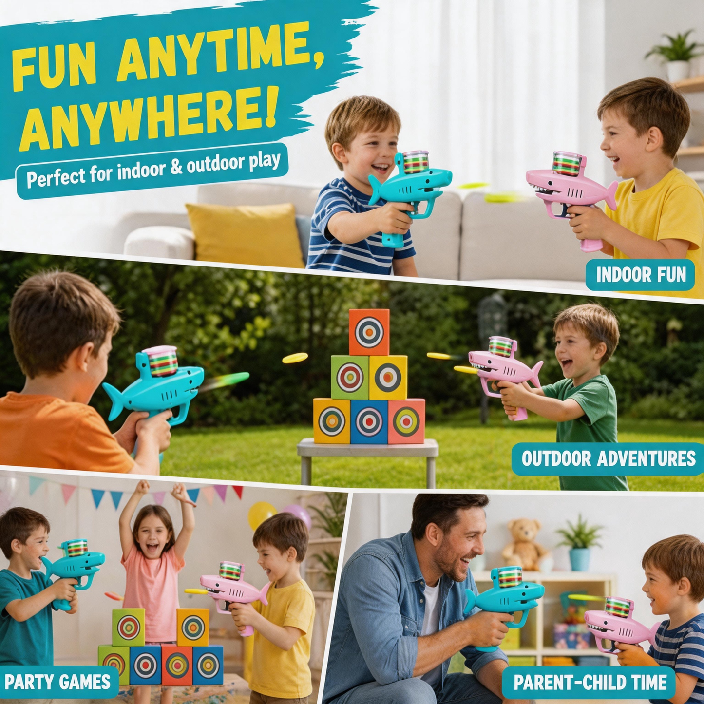 Kaiwatoy®Foam Disc Shooter, Foam Disc Launcher, Summer Activities, and Party Favors for Ages 6-12