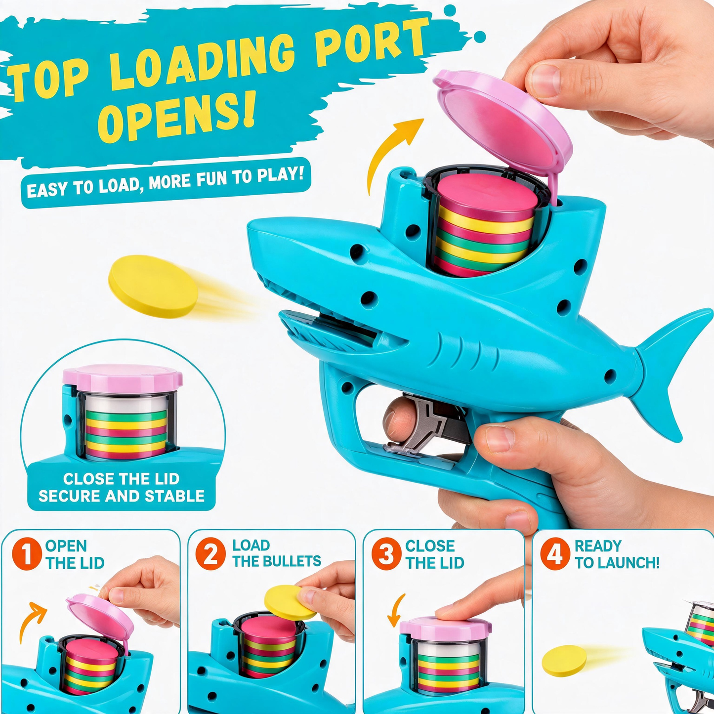 Kaiwatoy®Foam Disc Shooter, Foam Disc Launcher, Summer Activities, and Party Favors for Ages 6-12