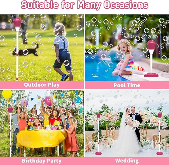Kaiwatoy®Automatic Bubble Blaster for Kids - Music, Lights & Adjustable Height! Create Massive Bubbles for Outdoor Fun & Parties