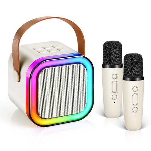 Kaiwatoy®Mini karaoke machine with microphone sound system, portable karaoke machine with 2 wireless microphones, birthday gifts for girls and children aged 4-12